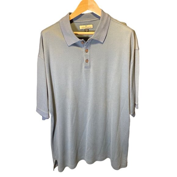 Tommy Bahama Blue Collared Short Sleeved Silk Blend Golf Shirt Sz XL - Picture 1 of 9